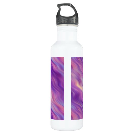 Violet Lila Wavy Textur Trinkflasche (Rückseite)