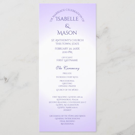 Violet Lila Wedding Program Programm (Vorderseite)