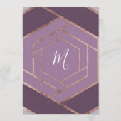Violet Lilac Lila Rose Gold Hexagon Hochzeitsmenü Menükarte (Rückseite)