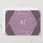 Violet Lilac Lila Rose Gold Hexagon Rett Date Einladung (Rückseite)