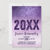 Violet Lilac Lila Triple Glitzer Abschluss Einladung (Vorderseite)