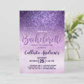 Violet Lilac Lila Triple Glitzer Bachelorette Einladung (Stehend Vorderseite)