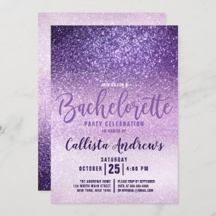 Violet Lilac Lila Triple Glitzer Bachelorette Einladung