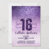 Violet Lilac Lila Triple Glitzer Ombre Sweet 16 Einladung (Vorderseite)