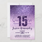Violet Lilac Lila Triple Glitzer Quinceañera Einladung (Vorderseite)