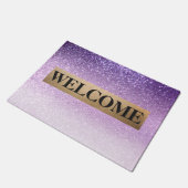 Violet Lilac Pastel Lila Triple Glitzer Monogramm Fußmatte (Schrägansicht)