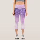 Violet Lilac Pastel Lila Triple Glitzer Ombre Capri Leggings (Vorderseite)