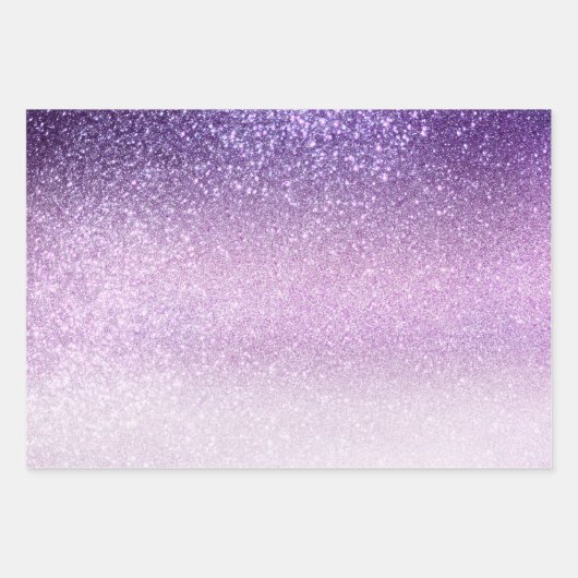 Violet Lilac Pastel Lila Triple Glitzer Ombre Geschenkpapier Set (Vorderseite 2)