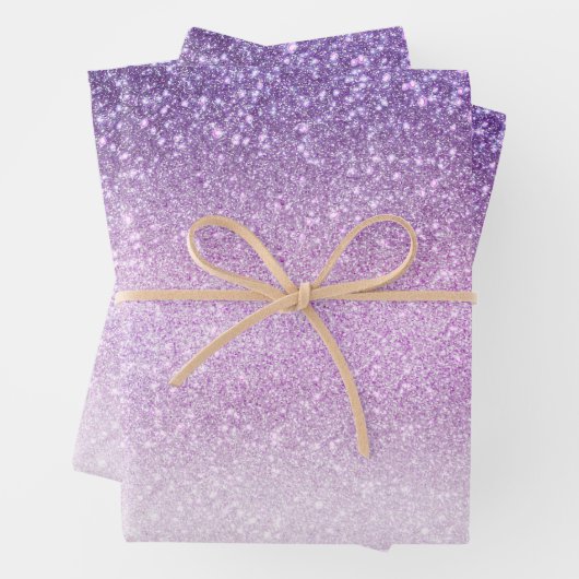 Violet Lilac Pastel Lila Triple Glitzer Ombre Geschenkpapier Set (Beispiel)