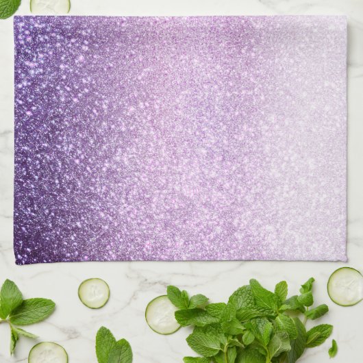 Violet Lilac Pastel Lila Triple Glitzer Ombre Geschirrtuch (Gefaltet)