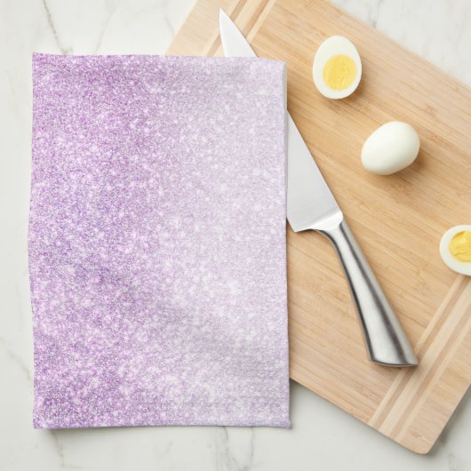 Violet Lilac Pastel Lila Triple Glitzer Ombre Geschirrtuch (Viertel Falte)