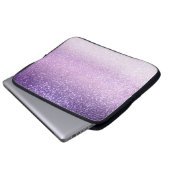 Violet Lilac Pastel Lila Triple Glitzer Ombre Laptopschutzhülle (Vorne Knopf)