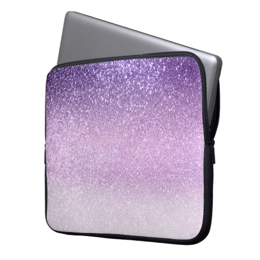 Violet Lilac Pastel Lila Triple Glitzer Ombre Laptopschutzhülle (Vorderseite Links)
