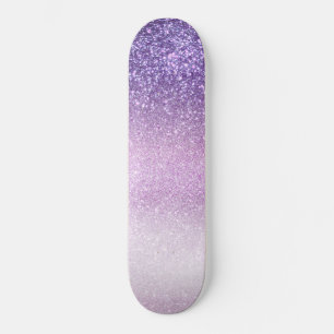 Violet Lilac Pastel Lila Triple Glitzer Ombre Skateboard
