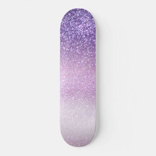 Violet Lilac Pastel Lila Triple Glitzer Ombre Skateboard (Vorderseite)