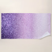 Violet Lilac Pastel Lila Triple Glitzer Ombre Strandtuch (Vorderseite)