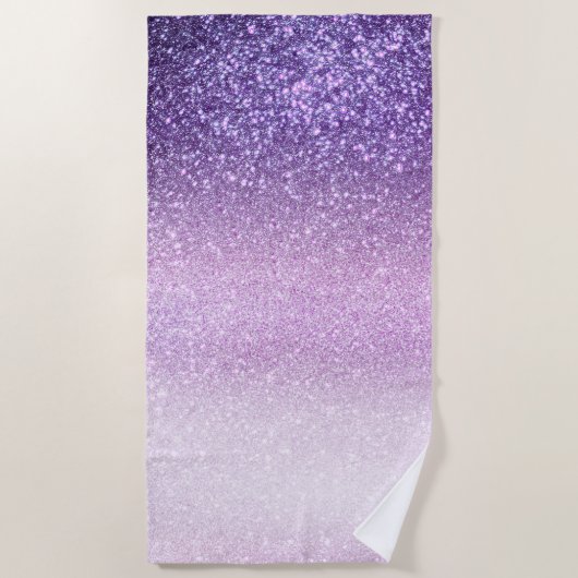 Violet Lilac Pastel Lila Triple Glitzer Ombre Strandtuch (Vorderseite)