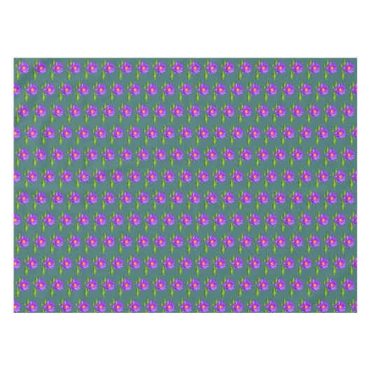 Violet Lotus Blume & Lily Pads auf Sapphire Green Tischdecke (Vorderseite (Horizontal))