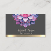 Violet Lotus Gold Stripe Yoga Instructor Visitenkarte (Vorderseite)