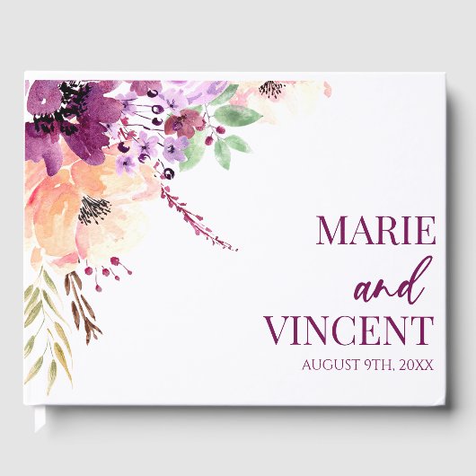 Violet Magenta Lila Blume Gästebuch (Vorderseite)