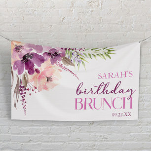 Violet Magenta Lila Floral Geburtstag Brunch Banner