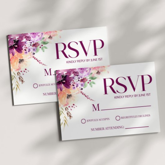 Violet Magenta Lila RSVP Karte