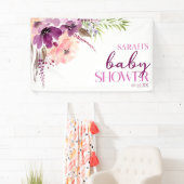 Violet Magenta Purple Floral Baby Shower Banner (Insitu)