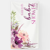 Violet Magenta Purple Floral Baby Shower Banner (Vertikal)