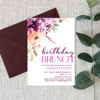 Violet Magenta Purple Floral Birthday Brunch