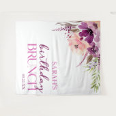 Violet Magenta Purple Floral Birthday Brunch Wandteppich (Vorderseite (Horizontal))