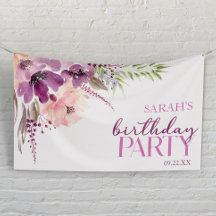 Violet Magenta Purple Floral Birthday Party
