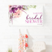 Violet Magenta Purple Floral Bridal Shower Banner (Insitu)
