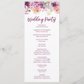 Violet Magenta Purple Floral Flowers Wedding Programm (Rückseite)