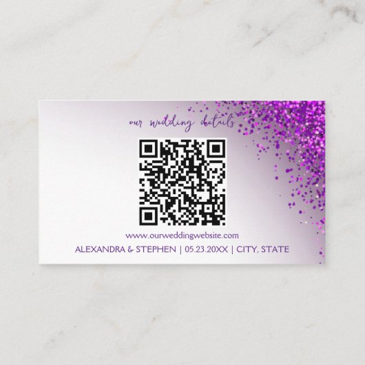 Violet Magenta QR Code für Hochzeitskleidung Code Begleitkarte (Rückseite)