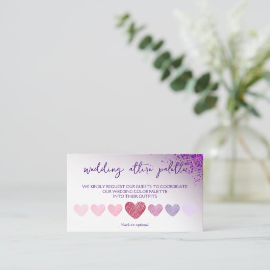 Violet Magenta QR Code für Hochzeitskleidung Code Begleitkarte (Stehend Vorderseite)