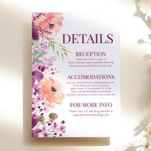 Violet Magenta Wasserfarbene Blume Begleitkarte