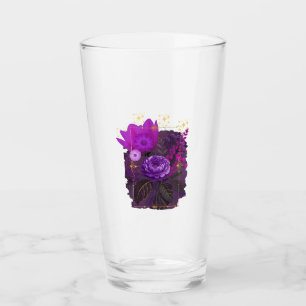 Violet Magical Floral Bouquet in Golden Frame Glas