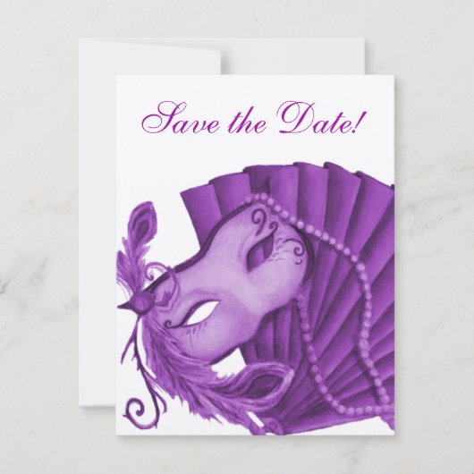 Violet Masquerade Save the Date (Vorderseite)