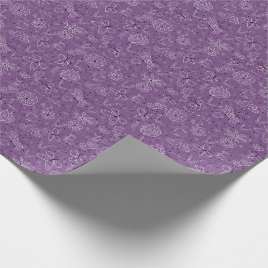 Violet Mauve Butterfly LIEBE - nahtloses Muster. Geschenkpapier (Ecke)