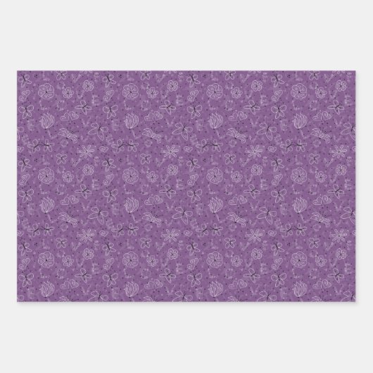 Violet Mauve Butterfly LIEBE - nahtloses Muster. Geschenkpapier Set (Vorderseite 2)