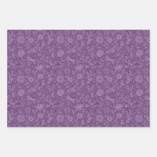 Violet Mauve Butterfly LIEBE - nahtloses Muster. Geschenkpapier Set (Vorderseite)