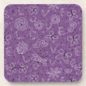 Violet Mauve Butterfly LIEBE - nahtloses Muster. Getränkeuntersetzer (Vorderseite)