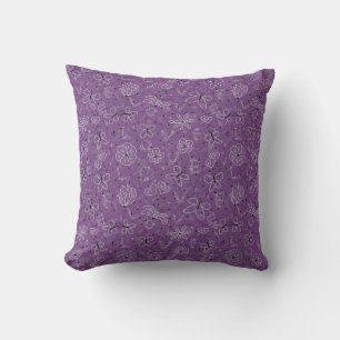 Violet Mauve Butterfly LIEBE - nahtloses Muster. Kissen