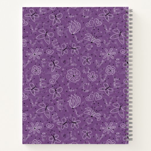 Violet Mauve Butterfly LIEBE - nahtloses Muster. Notizblock (Rückseite)