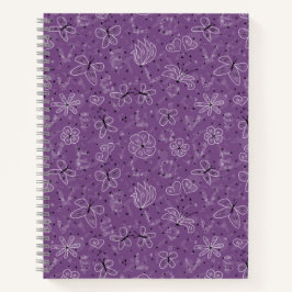 Violet Mauve Butterfly LIEBE - nahtloses Muster. Notizblock
