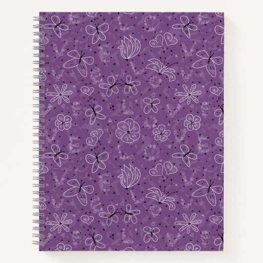 Violet Mauve Butterfly LIEBE - nahtloses Muster. Notizblock (Vorderseite)
