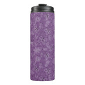 Violet Mauve Butterfly LIEBE - nahtloses Muster. Thermosbecher (Vorderseite)