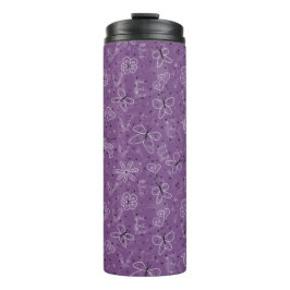 Violet Mauve Butterfly LIEBE - nahtloses Muster. Thermosbecher