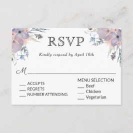 Violet Meadow Wedding RSVP mit Menüauswahl