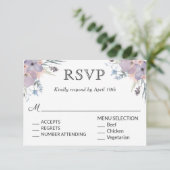 Violet Meadow Wedding RSVP mit Menüauswahl Karte (Stehend Vorderseite)